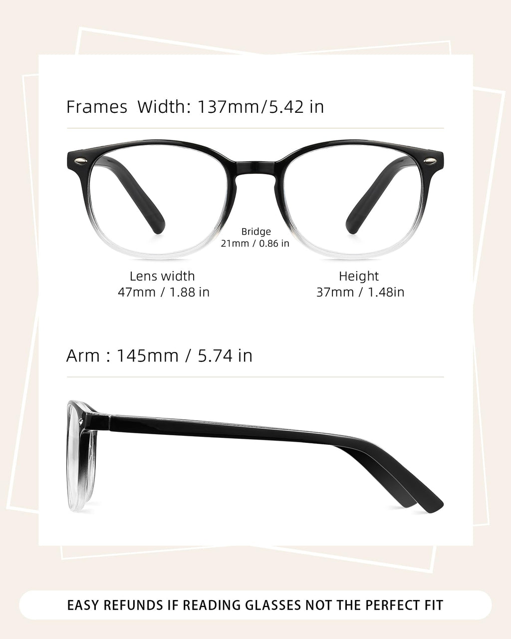 JOLISU 5 Pack Reading Glasses For Women, Blue Light Blocking Computer Reader Spring Hinge Eyeglasses (1.50)