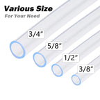 DAVCO 1/2" ID - 10 ft Clear Vinyl Tubing, Low Pressure Flexible PVC Tube, Heavy Duty UV Chemical Resistant Lightweight Plastic Vinyl Hose, BPA Free and Non Toxic, with 2 Stainless Clamps