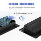 Floor Register 4x10, Floor Vent Covers for Home Floor, Sidewall, Heavy Duty Steel Walkable Floor Grates, Adjustable Air Vent Covers Rust Proof Finish, 4" x 10'' Floor Vent, 6 Pack, Black