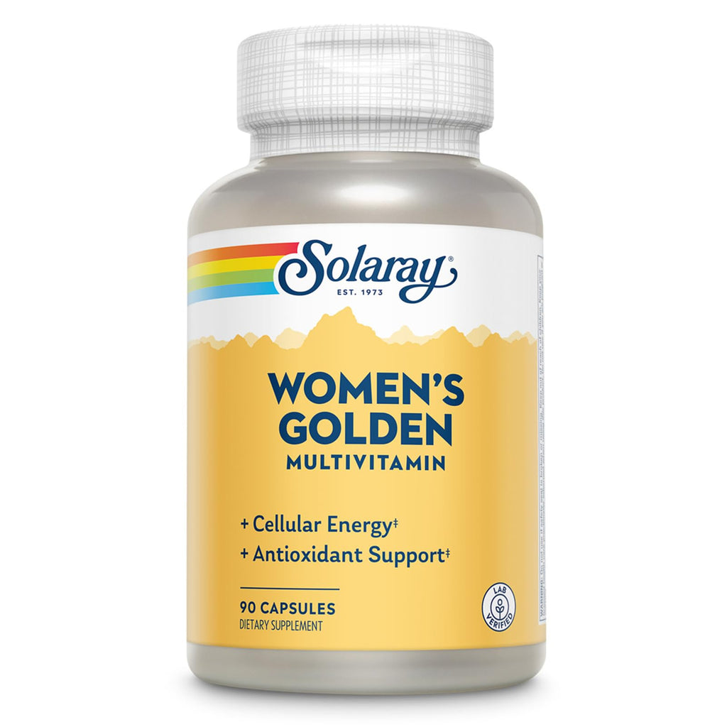 SOLARAY Women's Golden Multivitamin Supplement - Daily Wellness Vitamins for Women, Nutrient Rich, Cellular Energy Support Caps, Complex with Vitamins A, C, D, & E, Biotin, Calcium & More- 90 Capsules