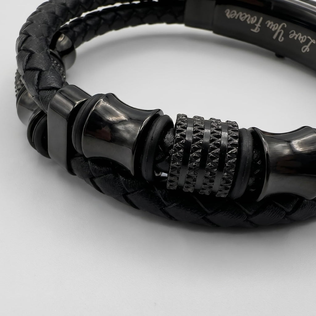 Quijuzo To My Dad Braided Leather Bracelet, Meaningful Gift for Dad from Daughter Son, Mens Double Layer Genuine Leather Wristband Fathers Day, Unique Gifts for Men with Luxury Gift Box & Sentimental Message Card, Ready to Gift