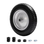 Sutmorly 4.80/4.00-8 Tire, 14.5" Flat Free Wheelbarrow Tire and Wheel, 5/8" 3/4" Bearings Solid Replacement Tires, 3" -7" Centered Hub, Universal Fit 3.50/3.00-8, 4.00-6 Trolley Dolly Go Kar, 2 Pack