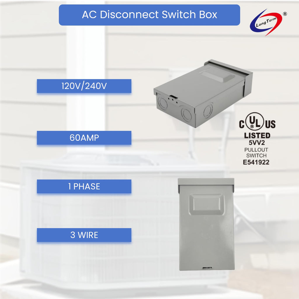 Long Term 240V 60A Pull Out Switch Box Non-Fused Disconnect Plastic Electronic Components Fused Disconnect Box