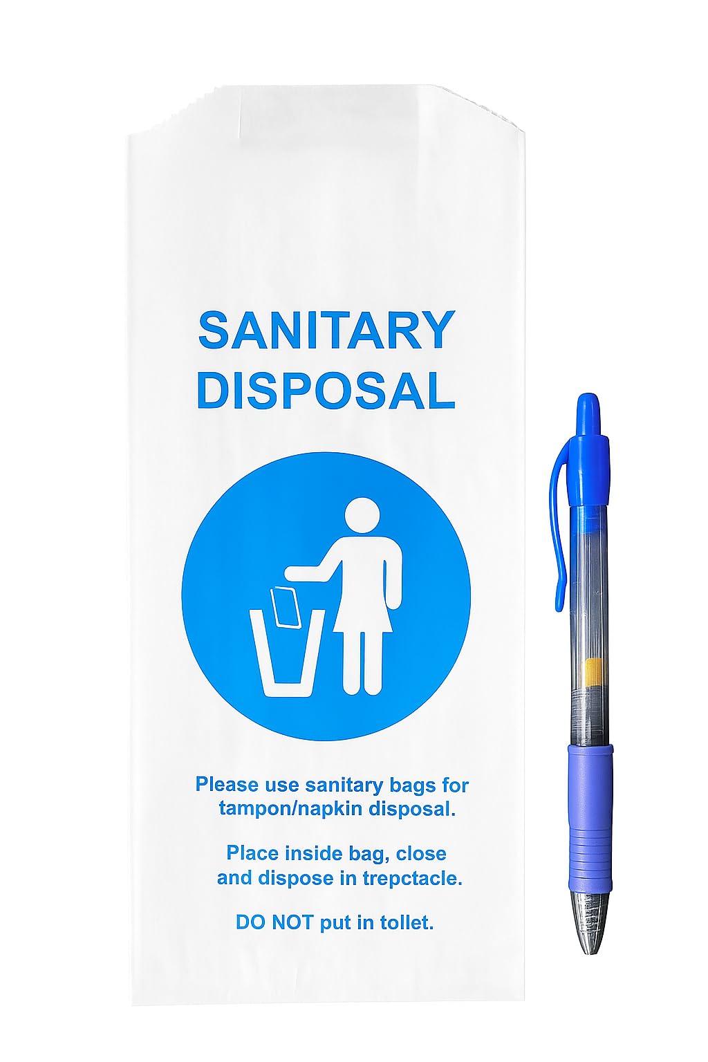 Bulk Restroom Supplies - Sanitary Disposal Bags for Feminine Products, 1000 Count, 4x2x9 Inches, Discreet Tampon Napkin Disposal with Odor Control, Commercial Bathroom Hygiene