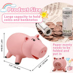 Piggy Bank Unbreakable Cute Pink Pig Money Bank Plastic Saving Coin Bank for Kids Christmas Birthday Toy Gift