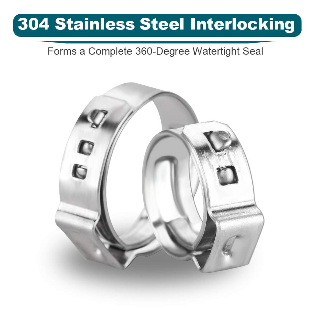 LOKMAN 50 Pack 1 Inch PEX Cinch Clamps, Stainless Steel Cinch Crimp Rings Pinch Clamps for PEX Tubing Pipe Fitting Connections (1 Inch)