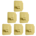 Aikzik Gold Hooks for Hanging Heavy Duty, Adhesive Hooks for Shower, Bathroom, Kitchen, Robe, Towel, Coat, Waterproof & Rustproof Hook for Walls No Damage, Stainless Steel Sticky Hook - 6 Pack