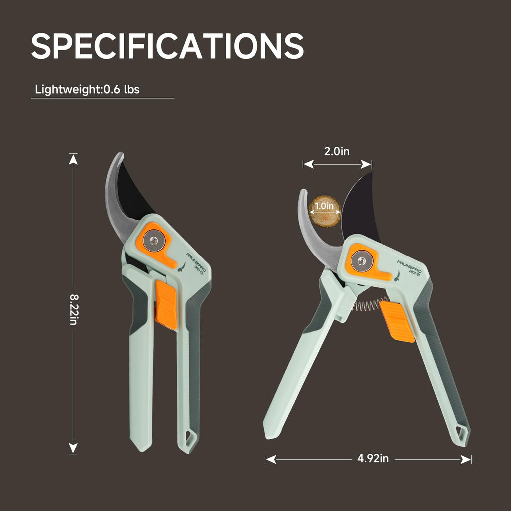 PrunePro® 8.2" Pruning Shears Ultra Sharp Lightweight Bypass Plant Clippers