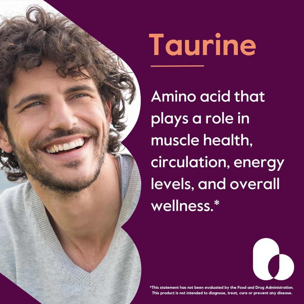 BESTVITE Taurine 1000mg (120 Vegetarian Capsules) - No Stearates - No Fillers - No Flow Agents - Vegan - Non GMO - Gluten Free