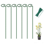 6 Pack 35.4 In Metal Plant Stakes, Plant Support Stakes with 15 Twist Ties