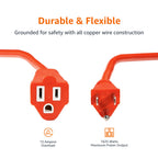 Amazon Basics 50-Foot 3-Prong Indoor/Outdoor Extension Cord, Heavy-Duty, 13 Amps, 1625 Watts, 125 VAC, Orange