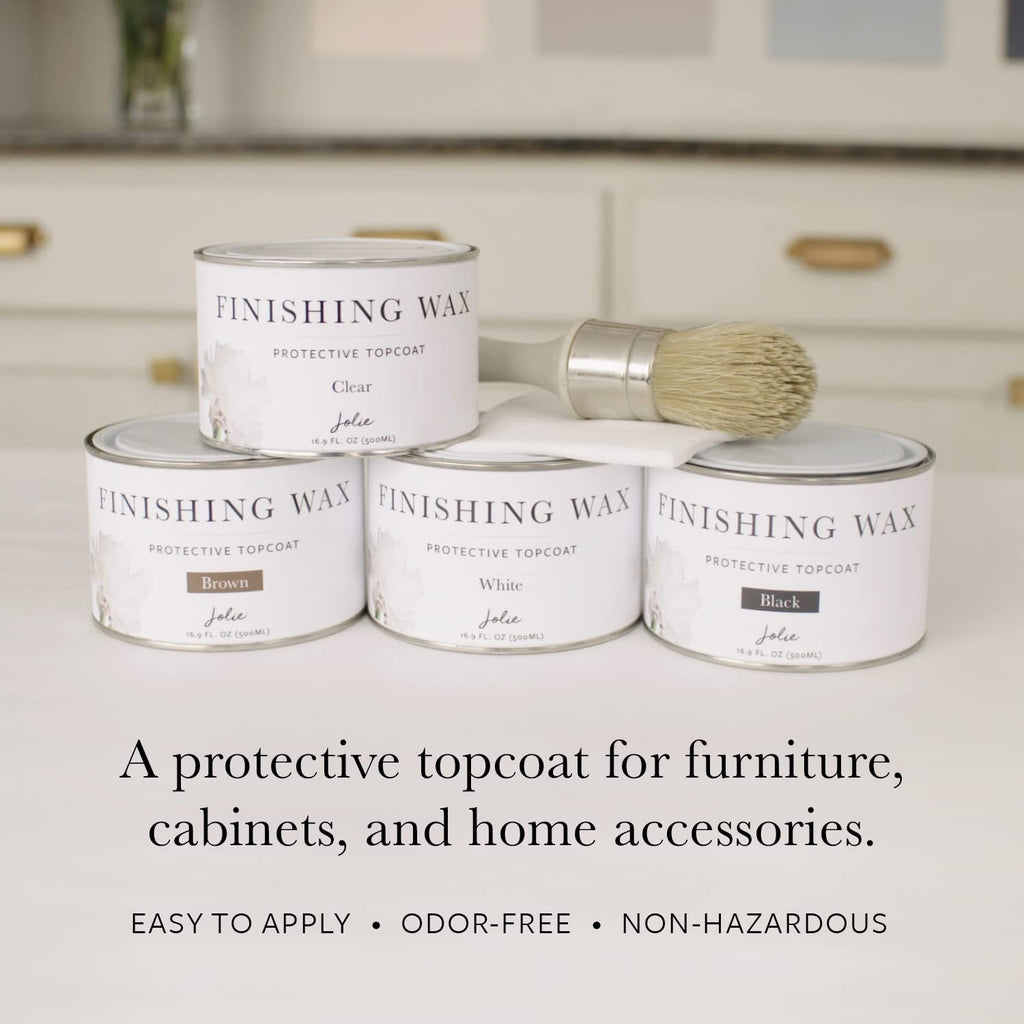 Jolie Finishing Wax - Protective topcoat Paint - Use on interior furniture, cabinets, walls, home decor and accessories - Odor-Free, Non-Hazardous - White - 120 ml