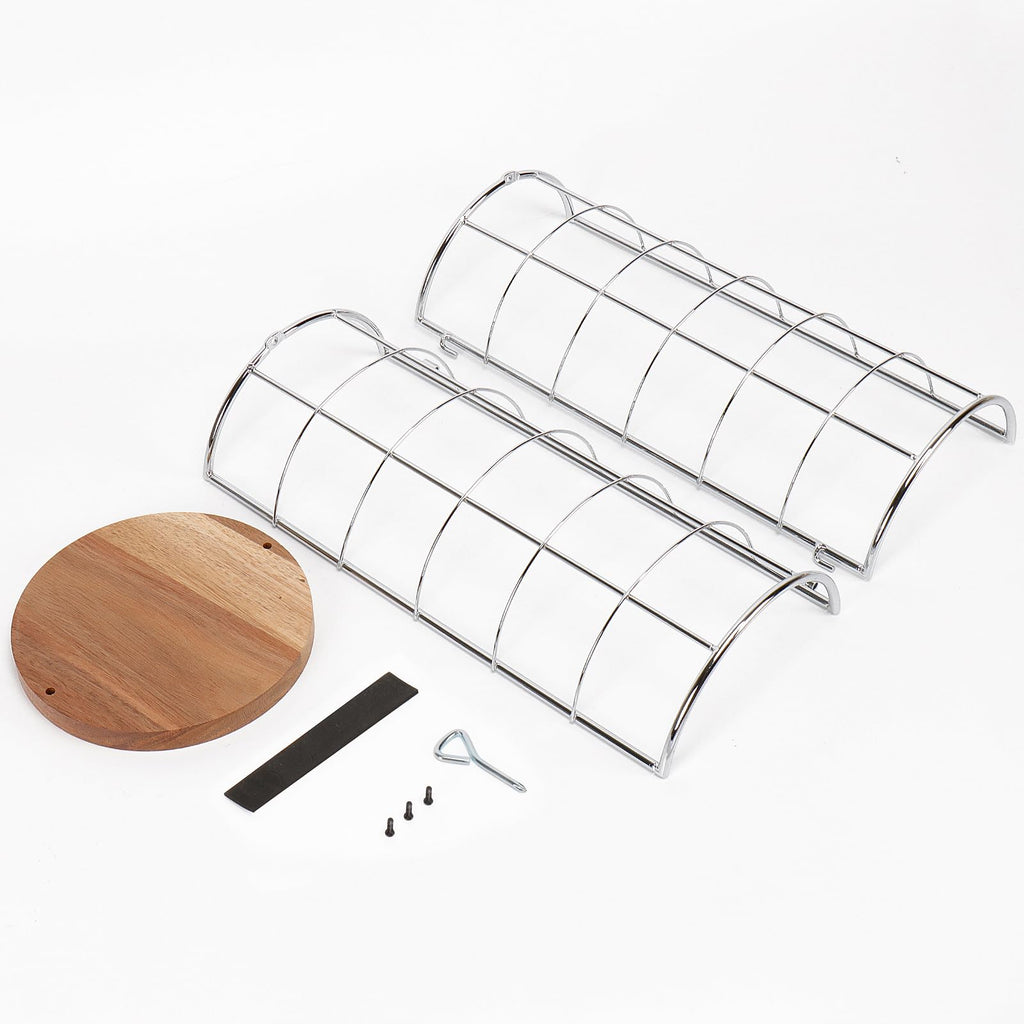 NearMoon Toilet Paper Organizer Stand, Freestanding 3 Rolls Tissue Storage, Metal Bathroom Accessory, Rustproof Toilet Roll Holder for Kitchen Countertop Inside Cabinet Shelf(Wooden Base, Chrome)