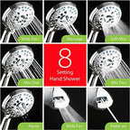 Hotel Spa AquaCare As-Seen-On-TV High Pressure Handheld/Rain 50-mode 3-way Shower Head Combo with Adjustable Arm - Anti-clog Nozzles, Tub & Pet Power Wash, 6 ft. Hose, All Chrome Finish