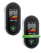4IN1 Gas & Carbon Monoxide Detector Combination Plug in, CO Gas Monitor with Real-Time Temperature & Humidity Display, Alarm for Natural Gas, Propane-2Pack