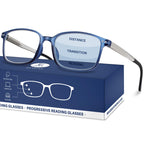 EASY READ TR90 Progressive Multifocal Reading Glasses for Men,Rectangular Blue Light Blocking Readers with Spring Hinge(Magnification 1.50,Blue)
