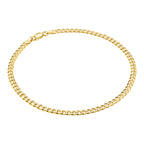 KISPER Gold Curb Ankle Bracelet for Women 3.5mm Plated 925 Sterling Silver