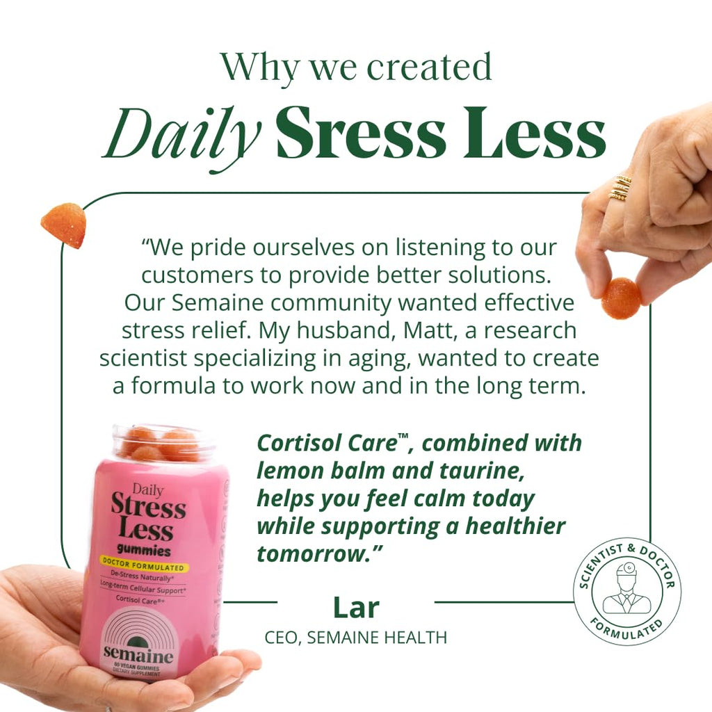 Semaine Stress Less Gummy with Cortisol Care™ 60 Count – Daily Support for Stress, Mood & Sleep