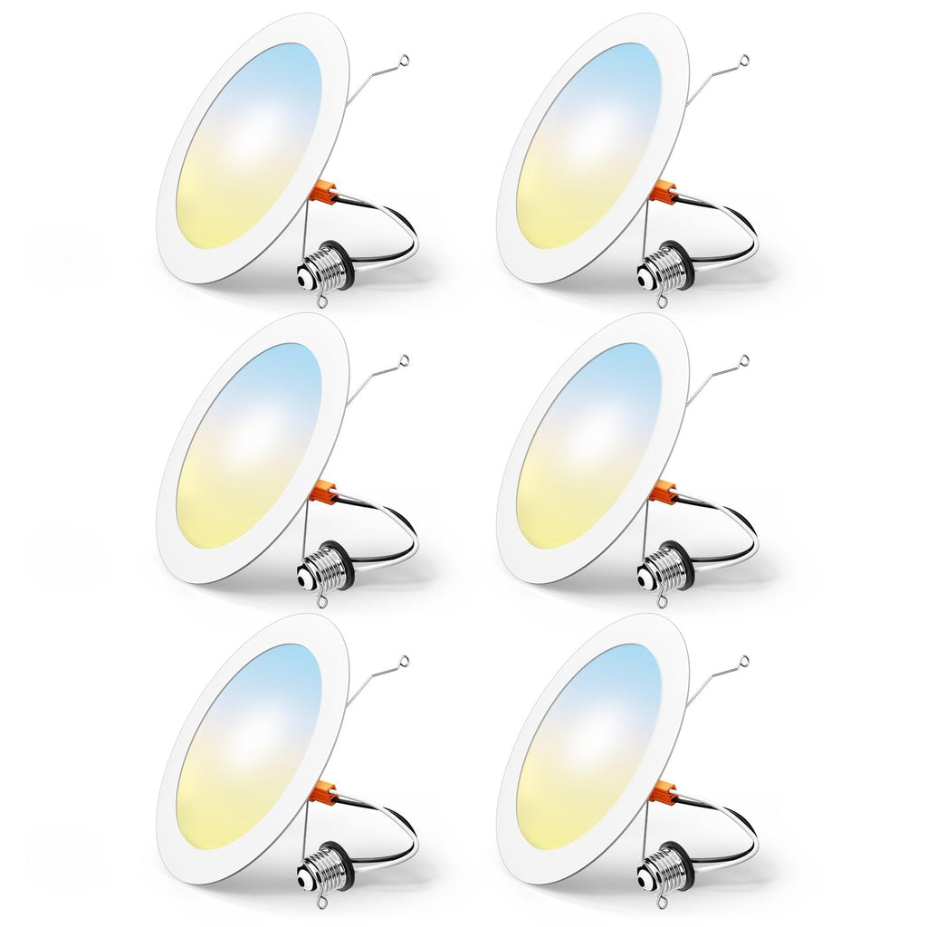 FREELICHT 6 Pack Retrofit LED Recessed Lighting 6 Inch, Selectable 2700K/3000K/4000K/5000K/6000K, Dimmable Flat LED Can Lights, 10W=110W, 1000LM, IC & Damp Rated, ETL & FCC, White