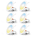 FREELICHT 6 Pack Retrofit LED Recessed Lighting 6 Inch, Selectable 2700K/3000K/4000K/5000K/6000K, Dimmable Flat LED Can Lights, 10W=110W, 1000LM, IC & Damp Rated, ETL & FCC, White