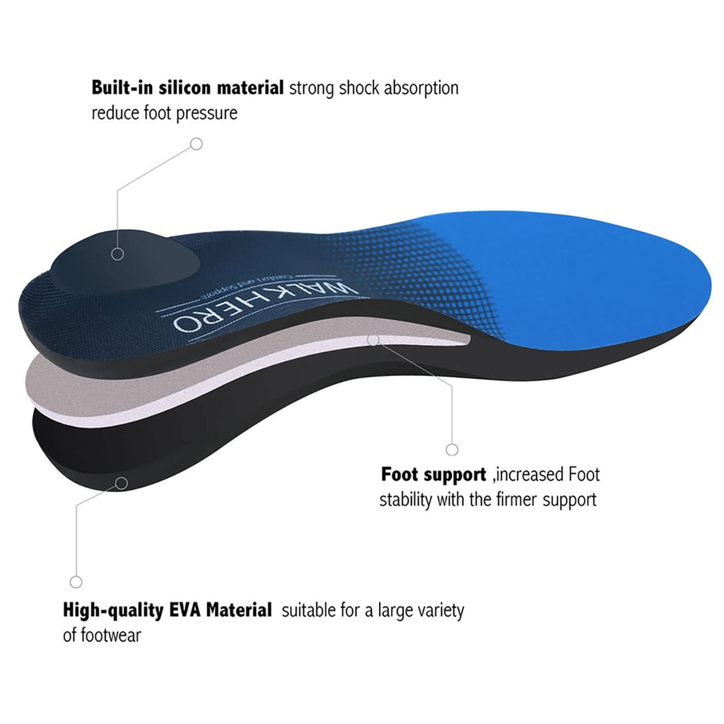 WalkHero Arch Support Inserts for Women Men, Relieve Plantar Fasciitis