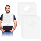 Hicarer 100 Pcs Disposable Adult Bibs with Crumb Catcher for Elderly Eating Plastic Bibs Single Use Dining Clothing Protectors
