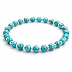 Sheplus 925 Sterling Silver Genuine Turquoise Beaded Bracelet for Women