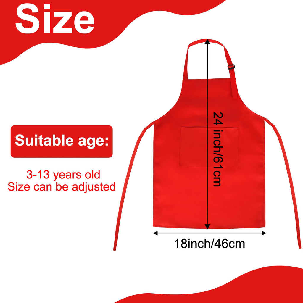 BOUBONI 6 Pack Kids Apron bulk with 2 Pockets Adjustable Chef Art Apron Kids Painting Aprons for Cooking Baking Painting Crafting Grilling Activity（6 Color）