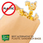 Paper Sandwich Bags Kraft Brown (200 Pack), Food Grade Unbleached Kraft Paper for Bakery, Cookies, Treats, Snacks, Sandwiches