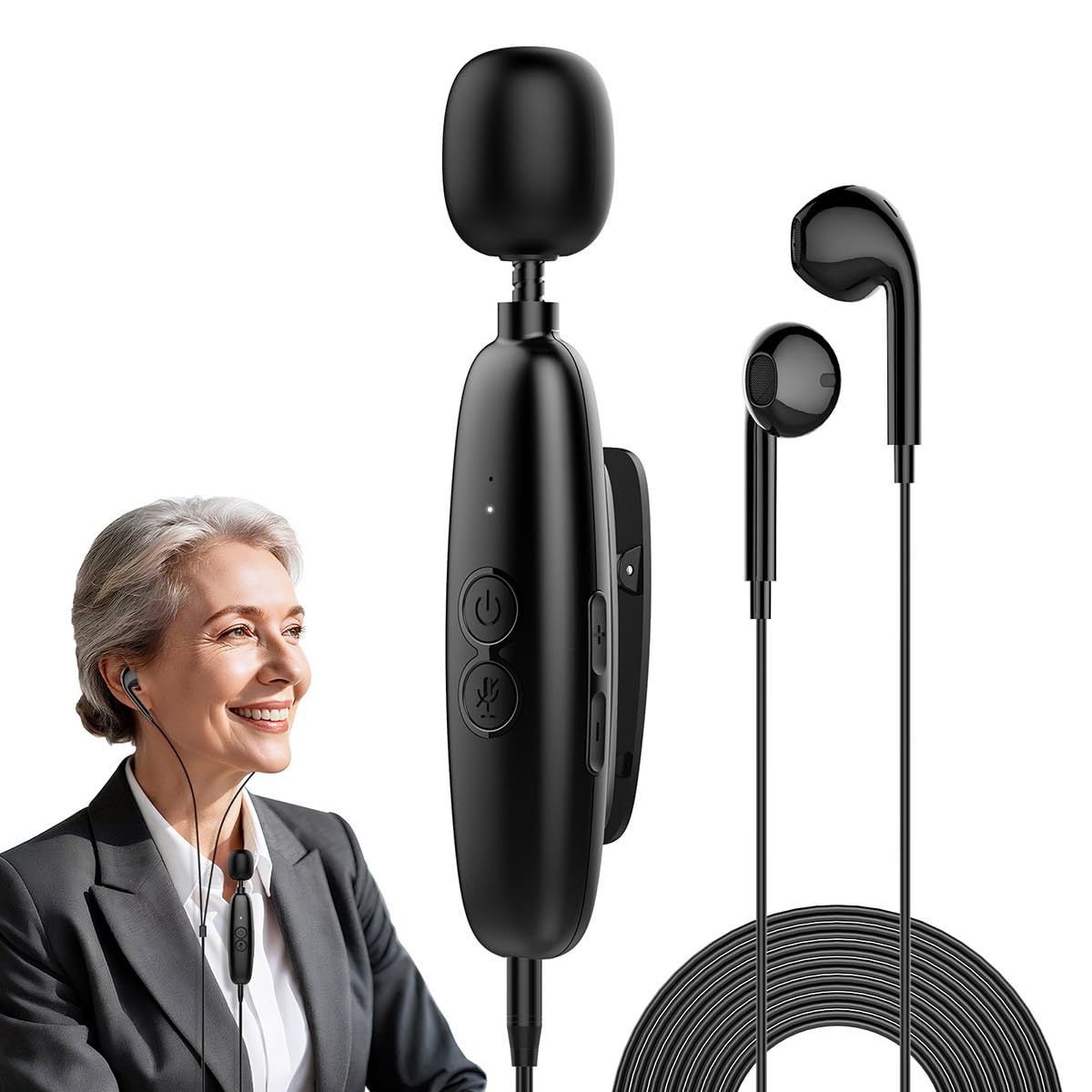 IceHeat Sound Amplifier for Seniors, Features Automatic Noise Reduction to Enhance Voices, Howling Suppression, Instant on-and-use Operation, and 7-Button Volume Adjustment