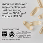 Sports Research® Coconut MCT Oil 3000mg - Keto Brain & Body Fuel - C8 + C10 MCT Oil from Coconut · Keto · Non-GMO - Gluten Free - 240 Softgels