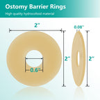 Ostomy Barrier Rings - Outer Diameter 2" (50mm) 2mm Thickness,Moldable Ostomy Rings,Hydrocolloid Skin Extender Rings for Colostomy Bags,10 Count