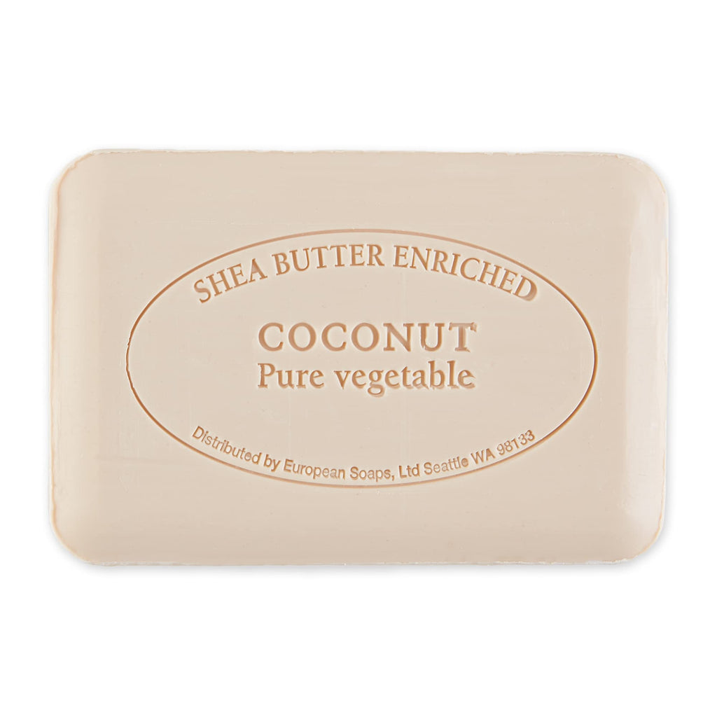 Pre de Provence Artisanal Soap Bar, Enriched with Organic Shea Butter, Natural French Skincare, Quad Milled for Rich Smooth Lather, 8.8 Ounce, Coconut
