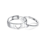 MILACOLATO 2Pcs S925 Sterling Silver Heart Matching Rings for Couples