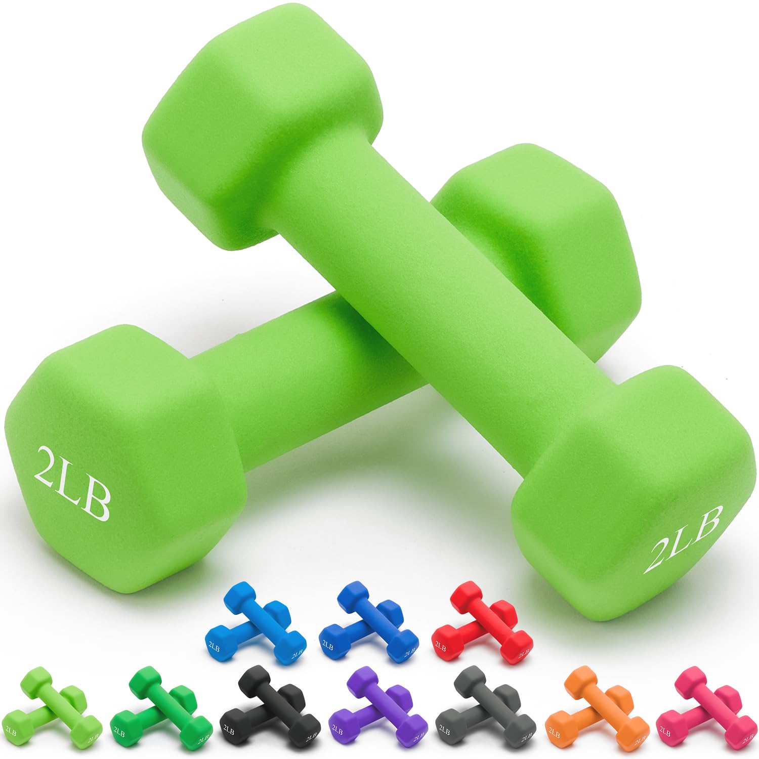 Portzon Weights Dumbbells 10 Colors Options Compatible with Set of 2 Neoprene Dumbbells Set,1-15 LB, Anti-Slip, Anti-roll, Hex Shape