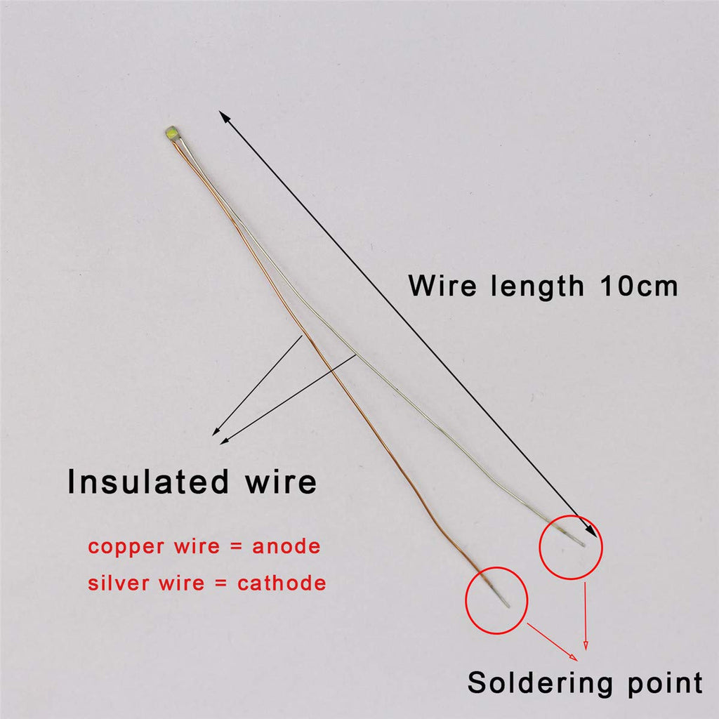 Bowerful 50pcs Pre-soldered Micro Litz Wired Leads Golden Yellow SMD Led 0603 + Muti-Resistor New