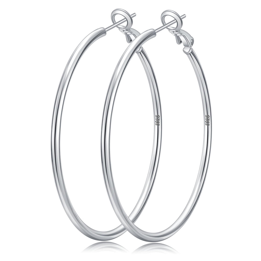 Senteria 925 Sterling Silver Hoop Earrings for Women Lightweight Thin 50MM