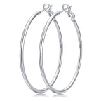 Senteria 925 Sterling Silver Hoop Earrings for Women Lightweight Thin 50MM