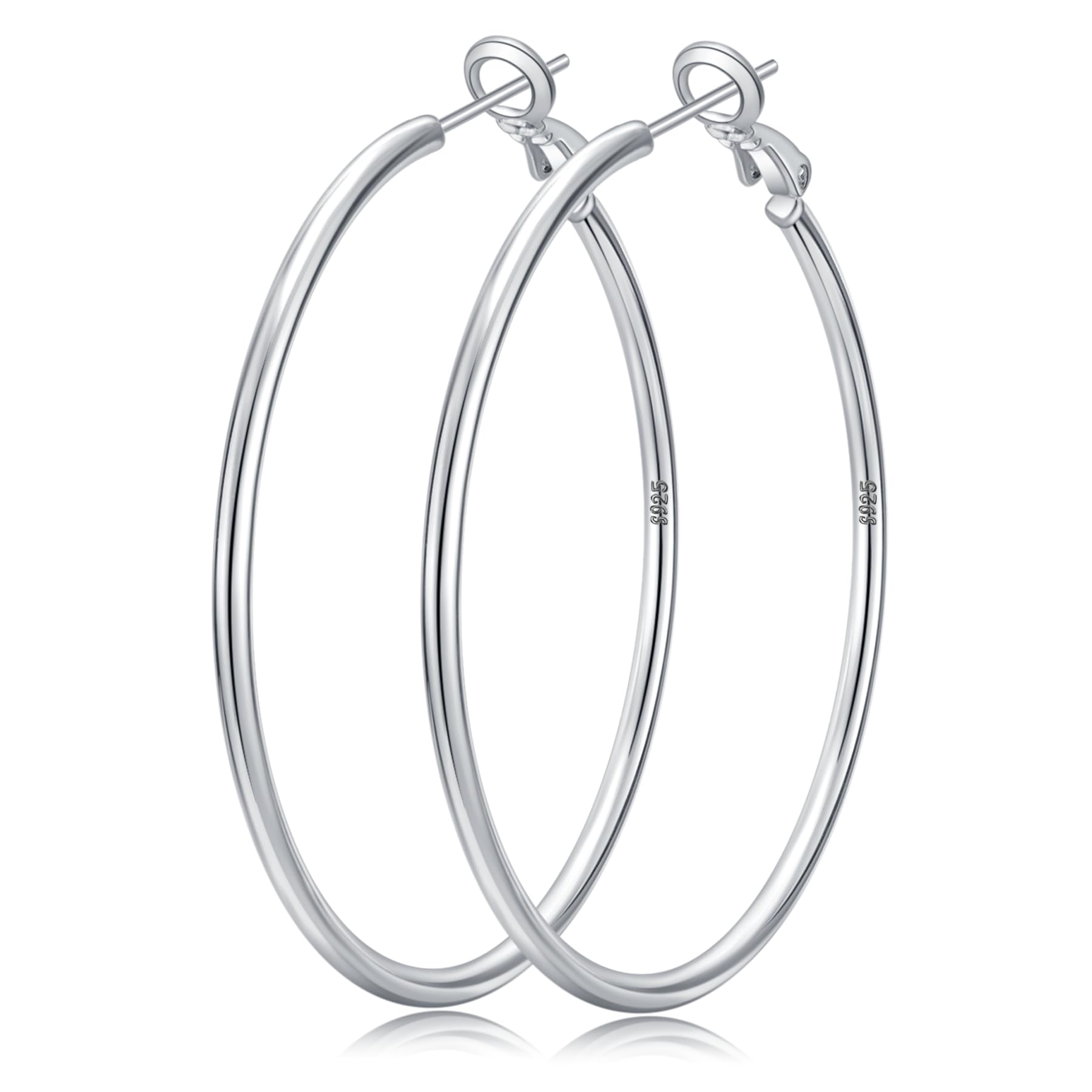 Senteria 925 Sterling Silver Hoop Earrings for Women Lightweight Thin 50MM