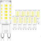 winshine 10 Pack G9 LED Bulb Bi Pin Base, 6000K Daylight 4W (40W Halogen Equivalent) T4 G9 Base Llight Bulbs for Chandeliers, 360° Beam Angle, 400LM, Non-dimmable for Home Lighting