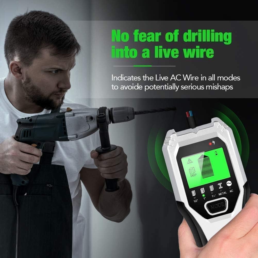 Stud Finder Wall Scanner 5 in 1 Multifunctional Upgraded Smart Wall Scanner, Stud Sensor Beam Detector with Battery for Wood Metal and AC Wire Detection, Comes with HD LCD Display and Audio Alarm