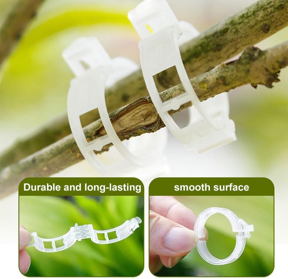 Mqacpu 50Pcs Tomato Clips, Plastic Plant Support Clips for Securing Plants