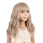 PATTNIUM Blonde Wig Short for Kids Girls Wavy Wig with Bangs Child Flaxen Blonde Wigs Synthetic Cosplay Halloween Party Costume Wigs (Flaxen Blonde)