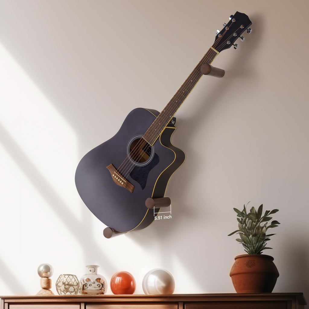 DAZZLIFE Horizontal Guitar Wall Hanger for Acoustic Electric Bass Ukulele Banjo (Brown)