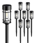 ILANCK Solar Lights Outdoor Waterproof, 8 Pack 21" Solar Pathway Lights with Metal & Glass, Auto On/Off Garden Lights for Yard, Landscape, Driveway Walkway