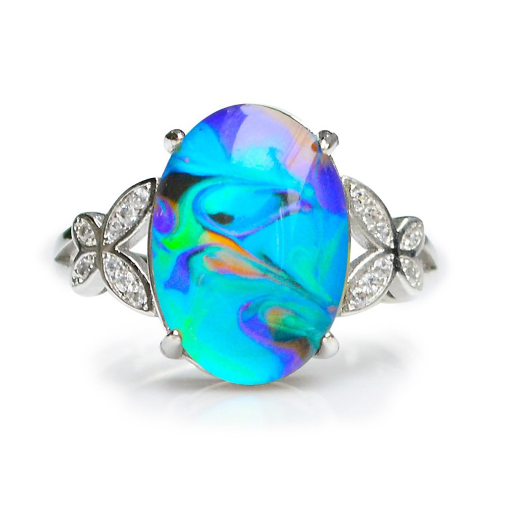 FUN JEWELS Opalescent Swirl Color Change Mood Ring for Women Adjustable