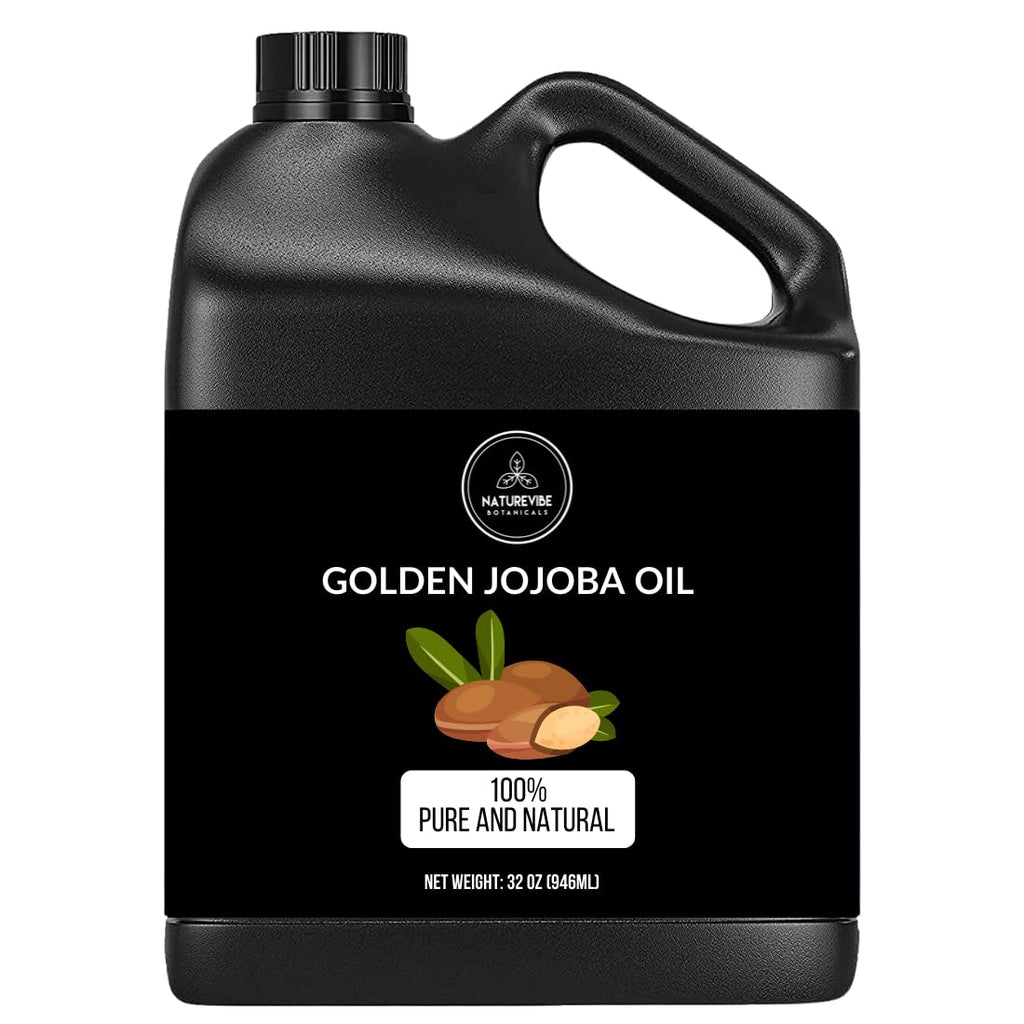 Naturevibe Botanicals Golden Jojoba Oil 32 oz – 100% Pure, Cold-Pressed Moisturizer for Skin & Hair | Antioxidant-Rich, Non-Greasy, Carrier Oil & Daily Hydration