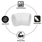 8Pack 1-1/4" 45 Degree PVC Elbow Pipe Fitting Connector (Socket x Socket) Furniture Build Grade SCH40 1.25 Inch 45 Degree Elbow PVC Corner Adapter for Home Sewer Plumbing Water Line