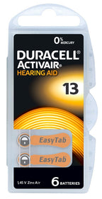 Duracell Hearing Aid Batteries Size 13 Pack of 60 batteries (10 pack of 6 each) 1.45V