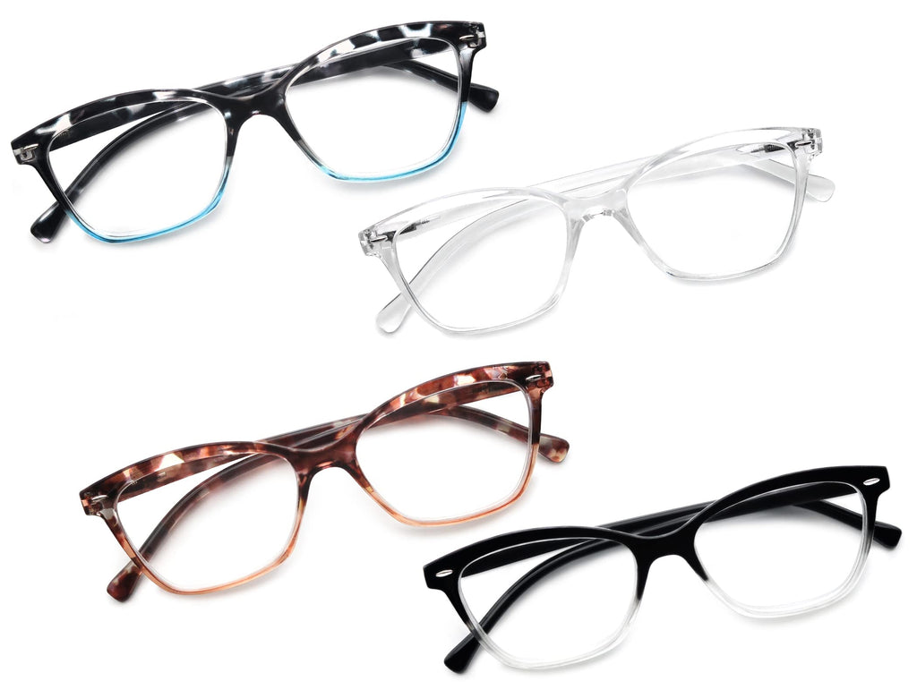 OLOMEE Reading Glasses Women Ladies Readers +0.75 Stylish Women's Magnifying Cheaters Glasses 4 Pack Lightweight Comfortable Fit